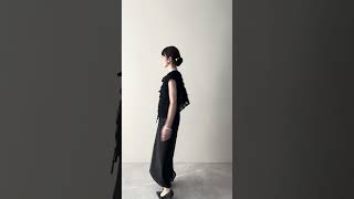 ブラックのフラワーチュールトップスドレス 動画