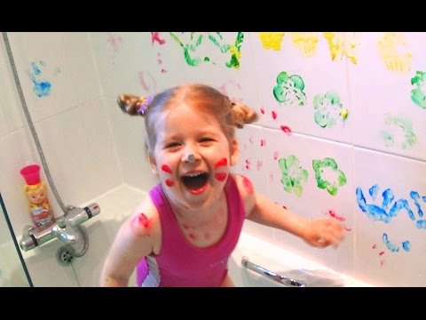 ♥ПАЛЬЧИКОВЫЕ КРАСКИ в ванной Развлечения для детей Играем в воде Fan for children Finger paint