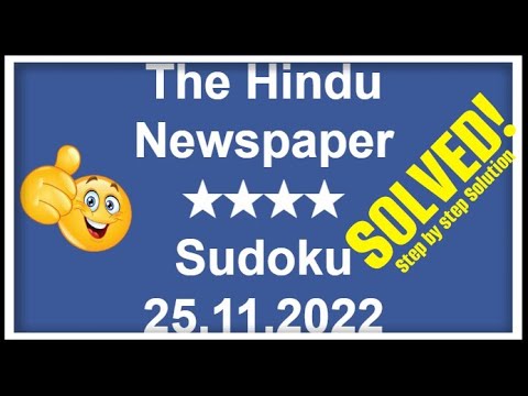 How to Solve Hindu 4-Star Sudoku, November 25, 2022 | Step-by-Step Solution | ★★★★