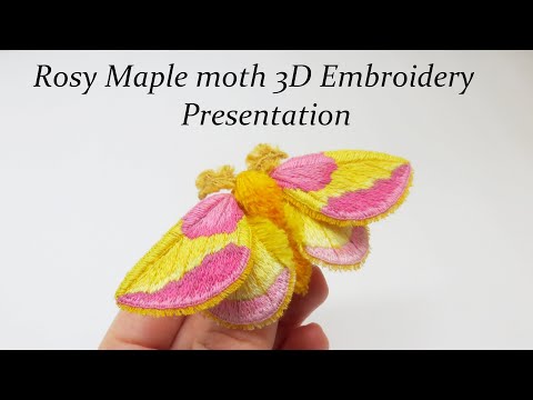 Rosy Maple moth 3D Embroidery Presentation