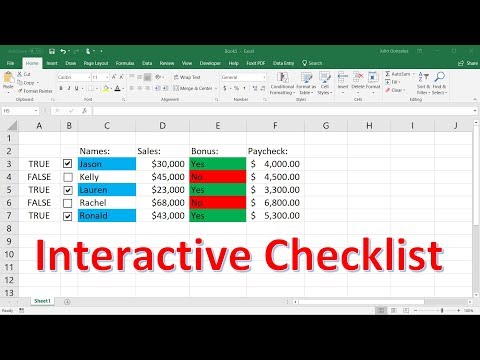 Interactive Checklist With If Function, Formulas, and Conditional Formatting | Excel Video