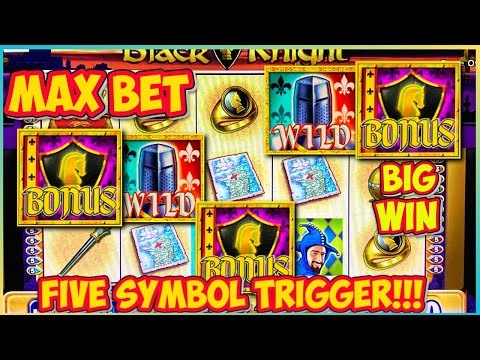 MAX BET 5 Symbol Trigger | Black Knight | Classic WMS Slot Machine | Huge Win