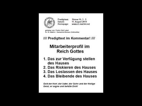 11.08.2019 - Mitarbeiterprofil im Reich Gottes