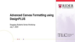 Advanced Canvas Formatting using DesignPLUS