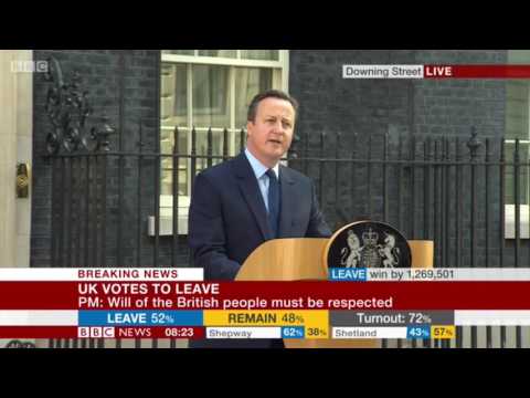 U.K. Prime Minister David Cameron Quits After Brexit Referendum Loss: Full Statement