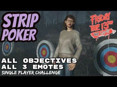 Friday the 13th: The Game | STRIP POKER Single Player Challenge #7 ALL OBJECTIVES Hidden + EMOTES
