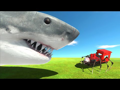 Aquatics Battle - Megalodon VS Choo Choo Charles + Huggy Wuggy + Boxy Boo  - Revolt Battle Simulator