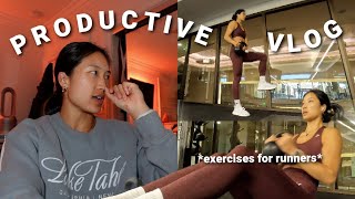 PRODUCTIVE VLOG | Motivation in the Gym + Exercises for Runners!