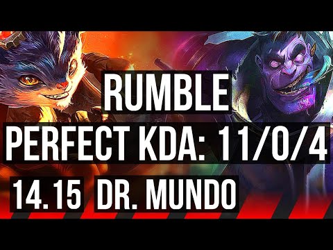 RUMBLE vs DR. MUNDO (TOP) | 11/0/4, Rank 4 Rumble, 6 solo kills, Legendary | EUNE Challenger | 14.15