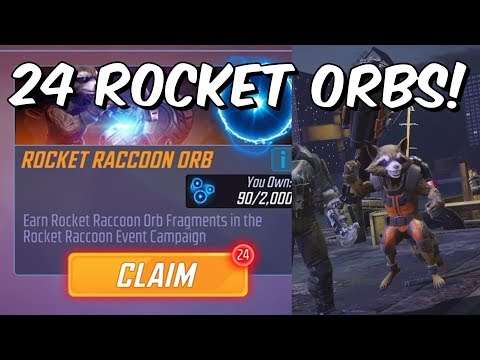 24x Rocket Raccoon Orb Opening + Level 60 Blitz Gameplay! - Marvel Strike Force