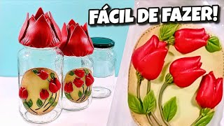 RECICLE POTES DE VIDRO SEM USO DE COM ESSA IDÉIA EM BISCUIT.