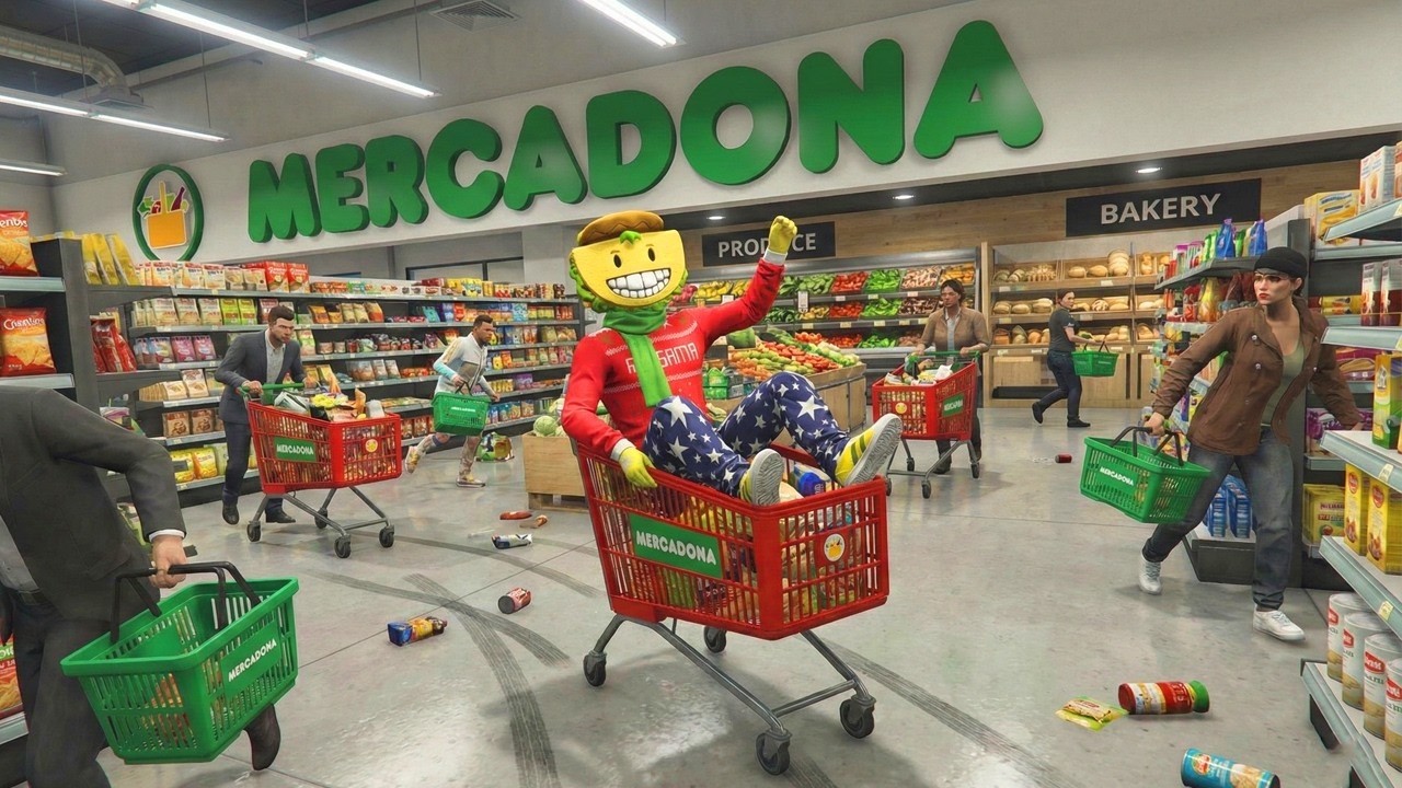 JUEGO UNA CARRERA EN EL MERCADONA! INCREIBLE!! - GTA 5 ONLINE
