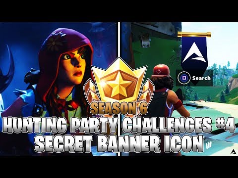 SECRET BANNER ICON LOCATION! Week 4 Hunting Party Challenges (Fortnite Season 6)
