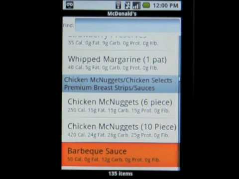Fast Food Calorie Counter Android App Review - AndroidApps.com
