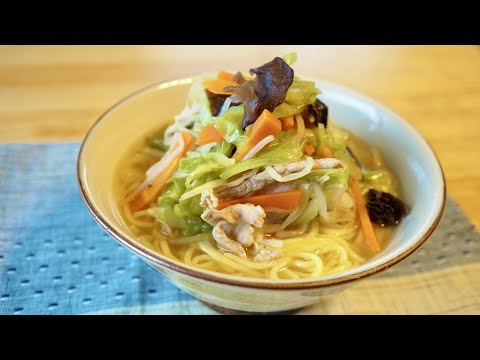 Tanmen, Sopa de fideos con muchas verduras (タンメン) / Comida japonesa casera【Receta】