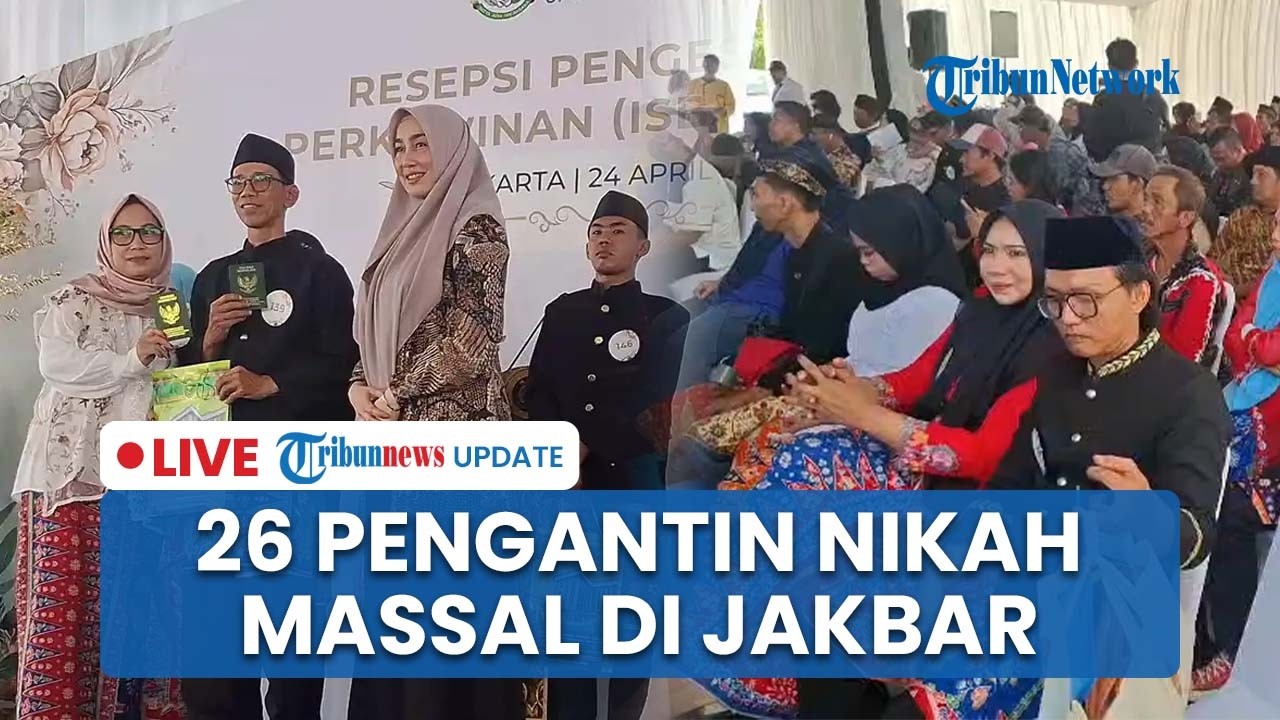 LIVE: Puluhan Pengantin Sumringah Ikut Nikah Massal Gratis di Jakbar, Ada yang Grogi Ijab Kabul