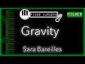 Gravity (HIGHER +3) - Sara Bareilles - Piano Karaoke Instrumental