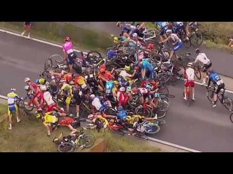 Big crash at the BinckBank Tour 2020
