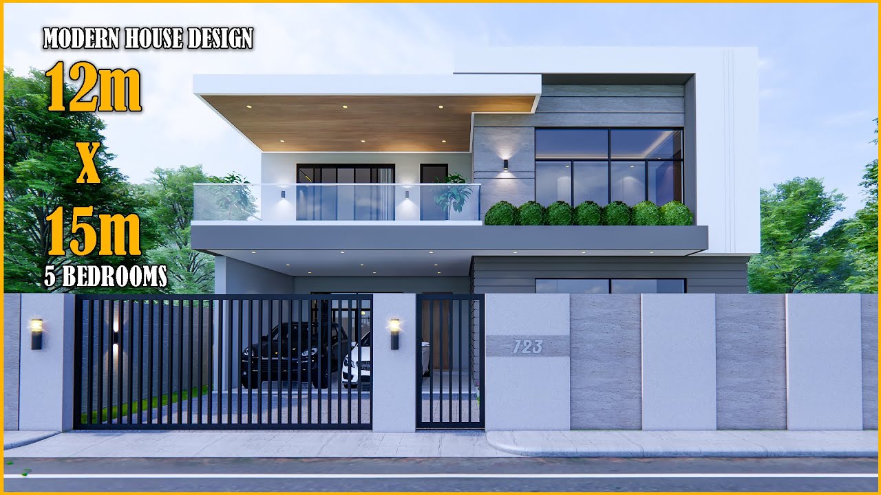 House Design | Modern House 2 Storey  | 12m x 15m with 5 Bedrooms