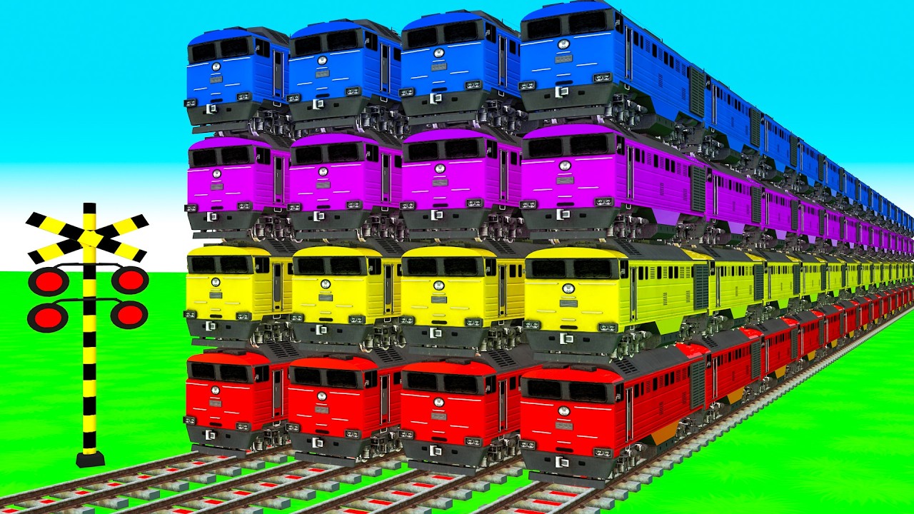 【踏切アニメ】あぶない電車【カンカン】電車 4 Train Climbing Pynamid 2026🚦 Fumikiri 3D Train Railroad Crossing Animation#3