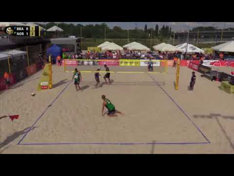 Mol.A/Sørum (NOR) vs. Bruno/Pedro (BRA) FIVB Warszaw 2018 Round 1