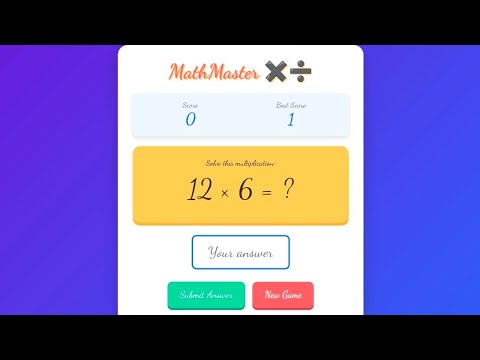 Multiplication Practice App Html Css Javascript Project