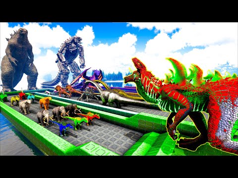 Ark Dinosaur Deathrun Vs Indoraptor Vs Spider T-rex - Ark Creature Survival Evolved