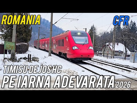 Trains in the snow in the most picturesque railway place, Timisul de Jos