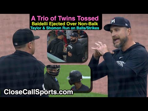 E112-4 - Trio of Twins Tossed as Lance Barrett Ejects Rocco Baldelli (No Balk) & Michael Taylor (K3)