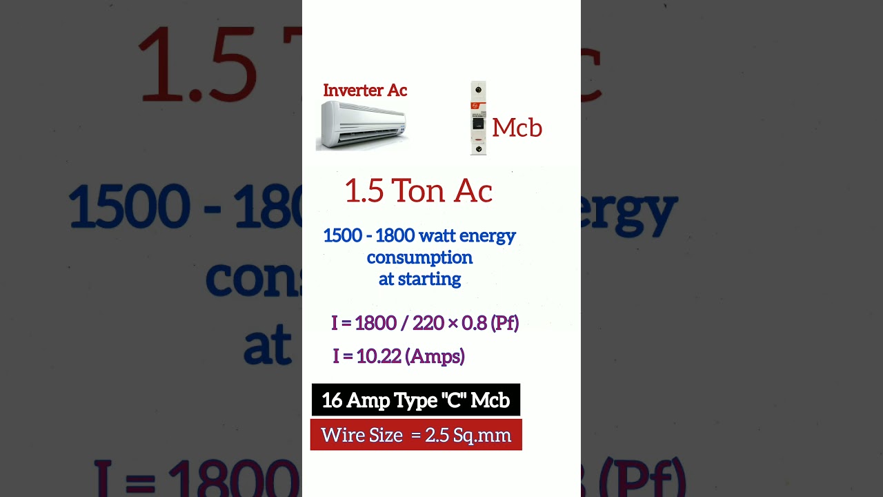 Mcb & Wire Size Selection For Air Conditioner #mcbselection #wireselectionforac #airconditioner