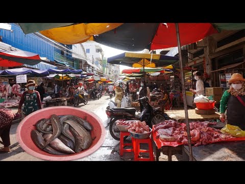 Morning Food Market During Lockdown Town 14 Days - Walking Around Phsa Touch Market @ Toul Sangke