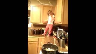 Little Girl Laughs at Flying Popcorn