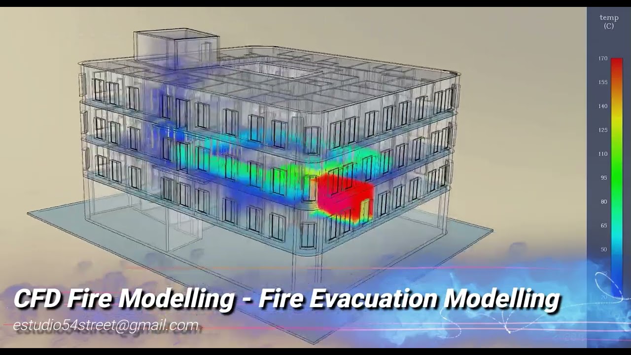 CFD Fire Modelling - Fire Evacuation Modelling. Pyrosim Pathfinder Simulation.