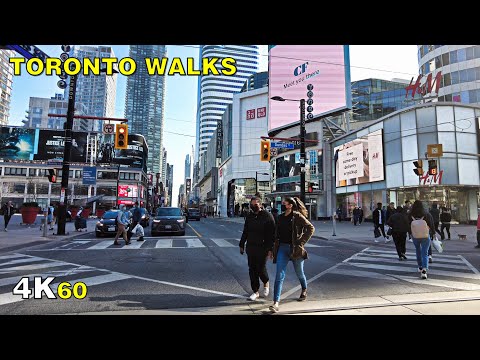Downtown Easter Sunday Toronto Walk on Dundas & Yonge (April 4, 2021)