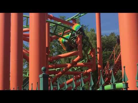 Off-ride footage of a Pandemonium train