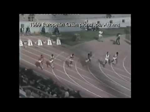 10.49 -2.7 Valeriy BORZOV 100m European Athletics Championships Athens 17.09.1969 Colour