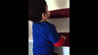 Lemar taking the stairs for the first time