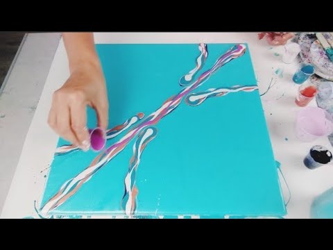 Dutch Pour with ELECTRIC Iridescent Turquoise Base ~ Stunning colour ~ MUST SEE ~ acrylic paint pour