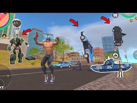 Rope Hero 3 (Flare Gun Shoot Running Police Car) Rope Hero Fight Car Robots - Android Gameplay HD