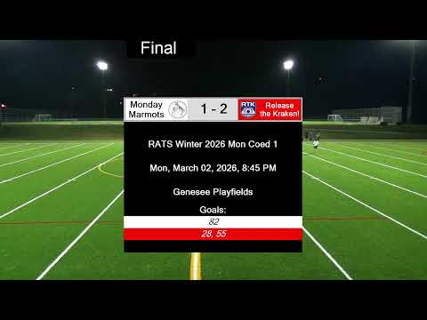 Monday Marmots vs. Release The Kraken! - 3/02/26 @ 8:45 PM