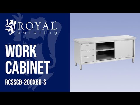 video - Work Cabinet - 200 x 60 x 85 cm - Royal Catering - 600 kg load capacity - 3 drawers