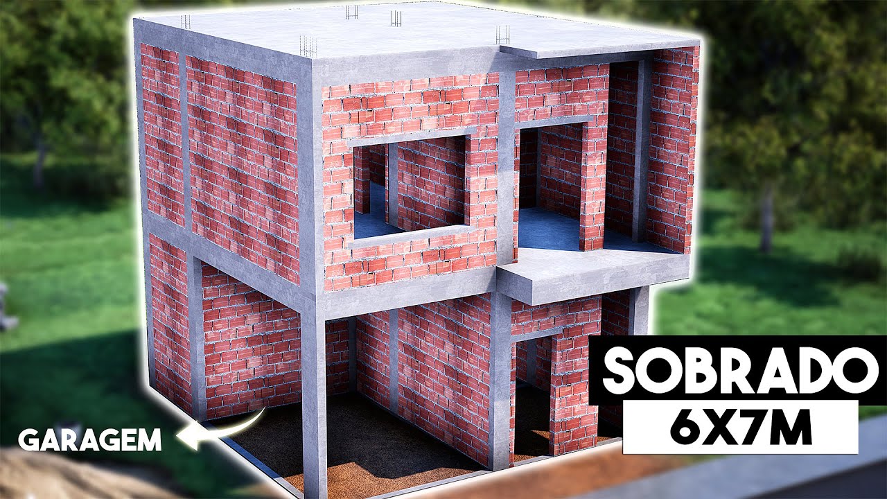 PROJETO 3D | SOBRADO PEQUENO COM GARAGEM | 6X7M | PASSO A PASSO | MATERIAIS