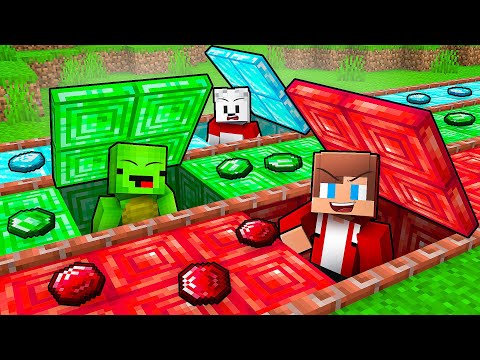 JJ vs Mikey vs Carrie: TREASURE UNDERGROUND BASE BATTLE in Minecraft - Maizen