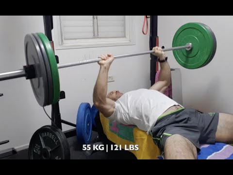 Close Grip Bench Press - 55 KG x 15 reps | 121 LBS x 15 reps