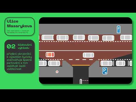 Animace ulice Masarykova (návrh dopravního značení)