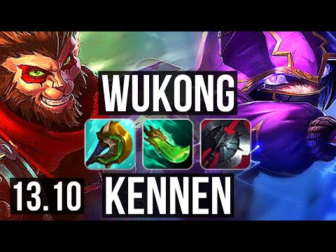 WUKONG vs KENNEN (TOP) | 7 solo kills, 800+ games, Legendary, 15/2/0 | KR Diamond | 13.10