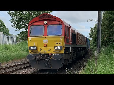 Class 66 66185 Passing Romanby Road LC