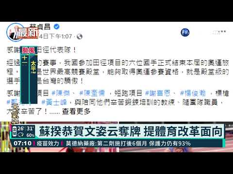 蘇揆恭賀文姿云奪牌 提體育改革面向
