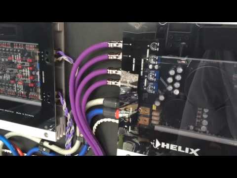 F150 SVT Raptor interior amp rack.  Helix A2 amplifier and Helix A4 amplifier.  Helix DSP Pro