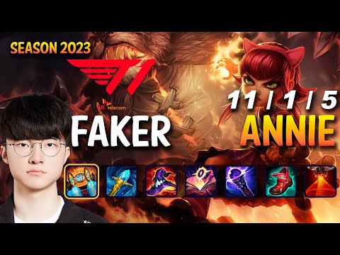 T1 Faker ANNIE vs TRISTANA Mid - Patch 13.12 KR Ranked